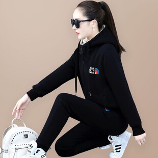 高端品质2025秋冬新款加绒运动服套装女加厚保暖休闲服卫衣两件套