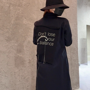 不规则印花衬衣后背绣花宽松衬衫 自主GARCON FILLE无界