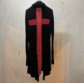 针织 LGB 长款 背面红色十字 外套风衣 视觉系