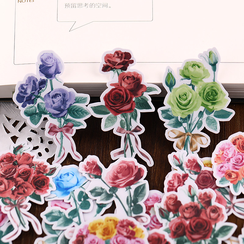 手账卡通贴纸手帐可爱手机情人节七夕情侣装饰粘贴素材 玫瑰之恋