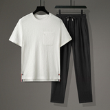 轻奢高端舒适风复古短袖休闲套装轻薄透气宽松时尚套装TZ302，男装T恤，星座305A（原312A-1）