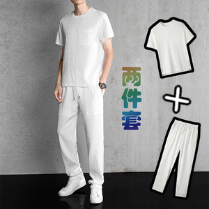 夏季高端舒适风复古短袖休闲套装轻薄透气宽松时尚套装TZ302图片