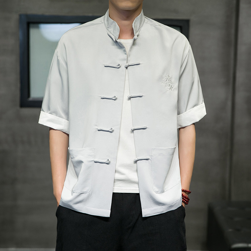夏季衬衣短袖男士宽松休闲纯色衬衫4150-P60,男装T恤,星座305A（原312A-1）
