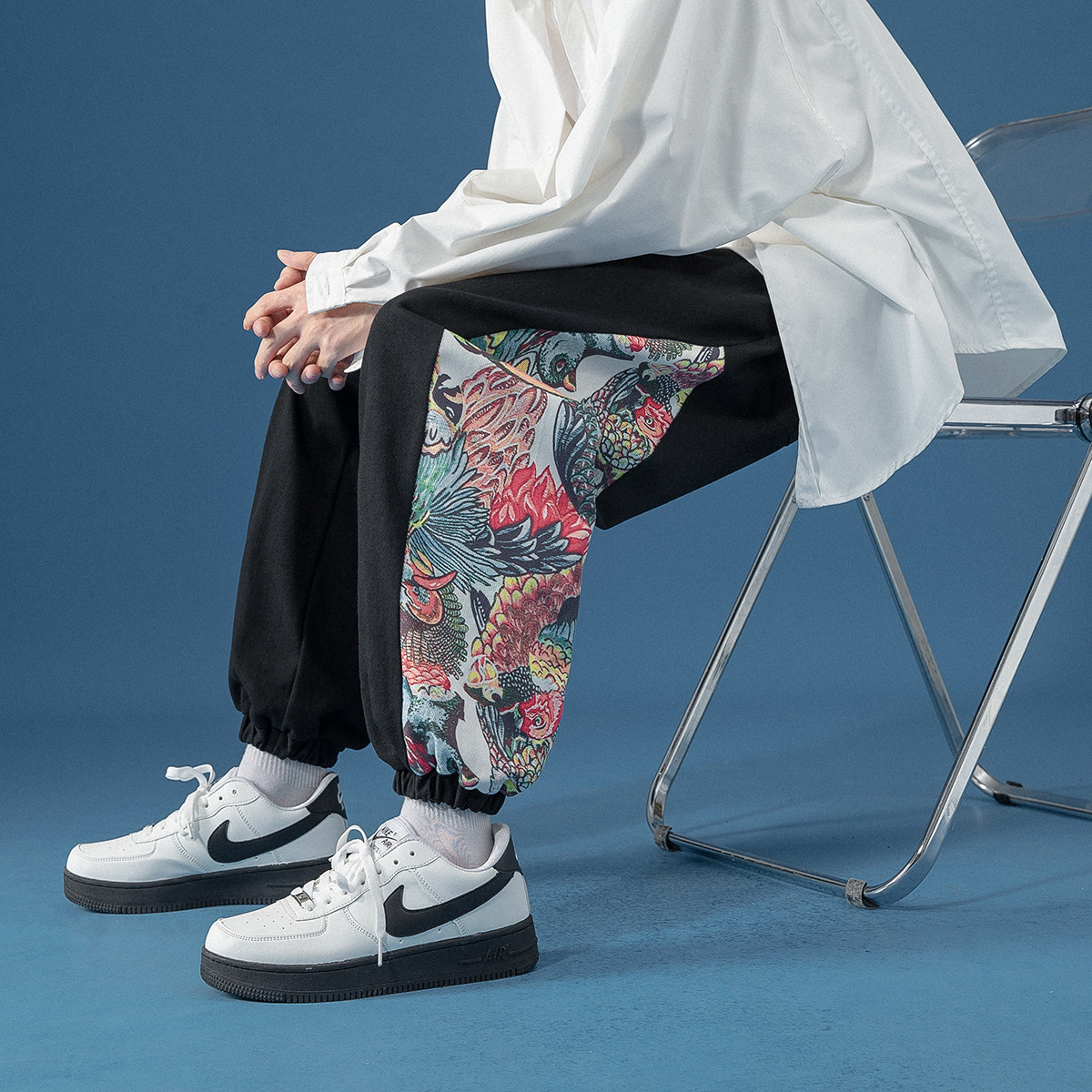 秋季新款男士休闲裤侧边印花束脚裤子潮K66-P55，男装休闲裤，星座305A（原312A-1）