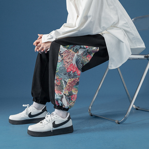 秋季新款男士休闲裤侧边印花束脚裤子潮 K66-P55，男装休闲裤，星座305A（原312A-1）