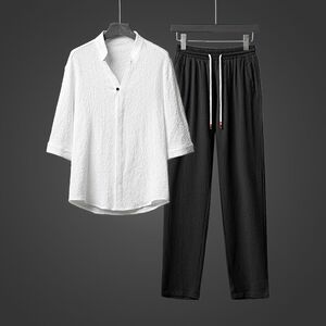 春夏新款风青年男士套装汉服唐装休闲两件套潮流 TZ201-P110图片