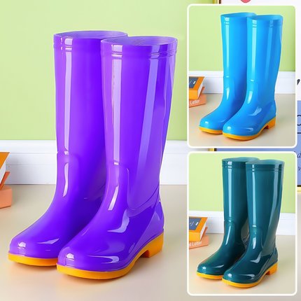 高筒防滑水鞋加绒雨鞋雨靴防水胶鞋套鞋水靴女成人厨房保暖插秧鞋