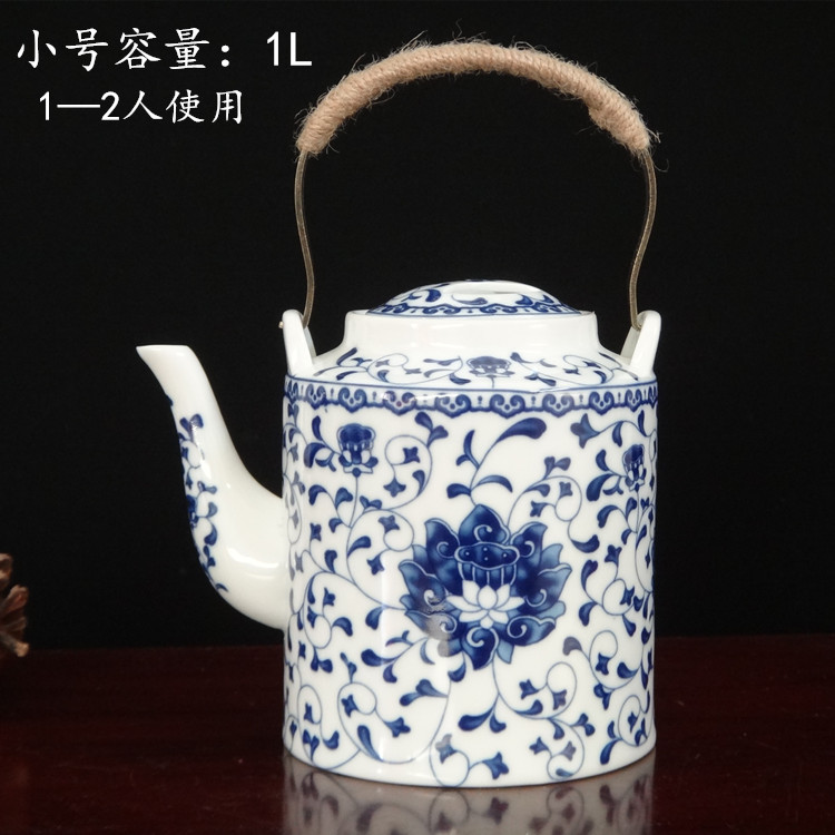 景德镇高档陶瓷提梁壶 家用凉 开水壶大容量仿古茶具铜提手带滤网