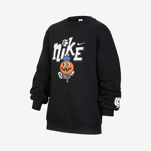 010 男女童印花针织卫衣IO0095 Nike耐克大童加绒圆领套头衫 冬新款