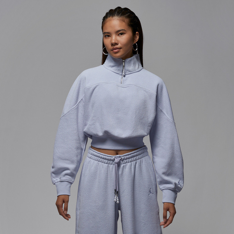 耐克2025女宽松加绒上衣冬季新款短款半拉链立领卫衣HV0327-057