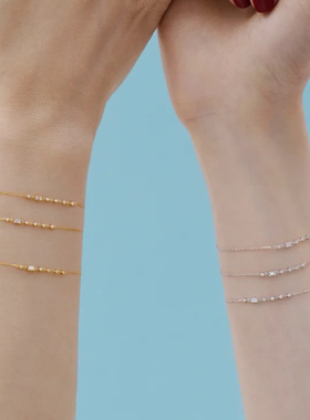 回馈款 易梦玲同款Akh**手链鼻屎钻S925纯银镀金饰品锆石极细手链