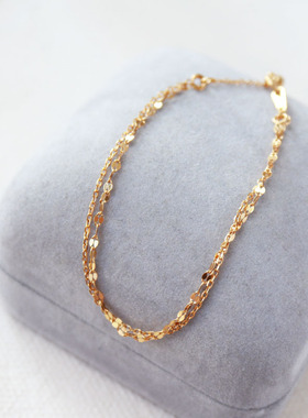 回馈款 日系简约精致通勤极细手链925纯银镀金双层素链百搭礼物女