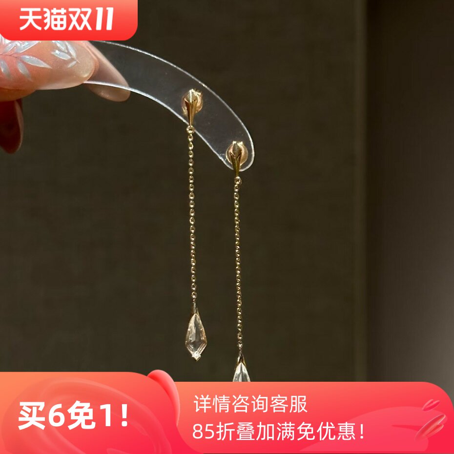 日系复古天然白水晶水滴项链925纯银简约百搭时尚耳环礼物锁骨链