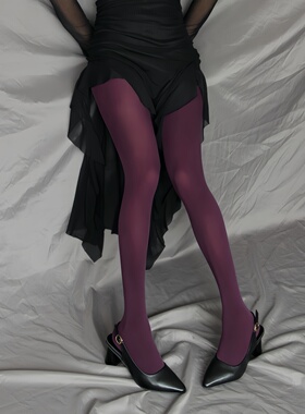 深紫色高弹锦纶连裤袜茄子紫暗紫色加高加大高个胖妹妹丝袜打底袜