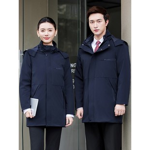 羽绒派克服男女同款冬季加厚保暖棉衣棉服银行经理中长款职业工装