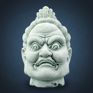 创意新中式佛首怒目金刚茶玩摆件玄关鱼缸造景书房办公室茶台装饰