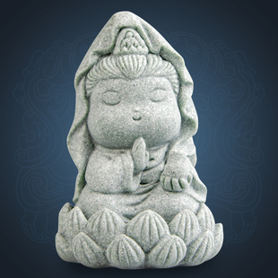 青砂石创意逍遥小神仙观音茶宠摆件桌面茶精品鱼缸景观造景装饰品