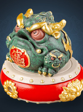 逗兽记青砂石摆件国潮桌面茶宠