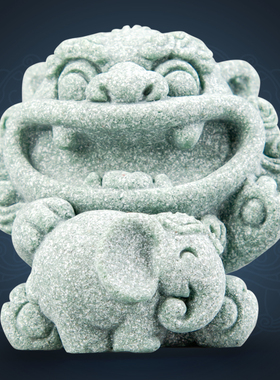 逗兽记青砂石摆件国潮桌面茶宠