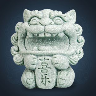 逗兽记 青砂石瑞兽笔架装饰品摆件毛笔搁笔托文房四书法镇纸摆件