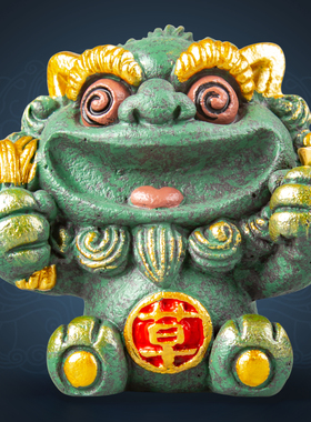 逗兽记青砂石摆件国潮桌面茶宠