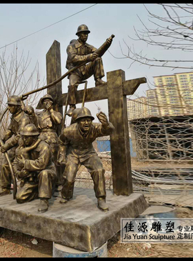 消防员情景摆件人物雕塑
