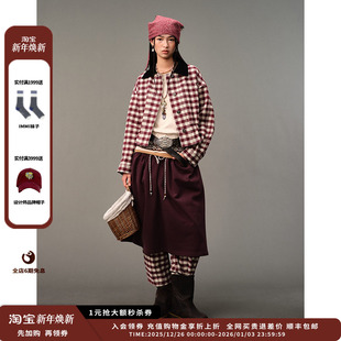 25AW 设计师品牌AUBRUINO 格纹收腰短夹克JULY 现货