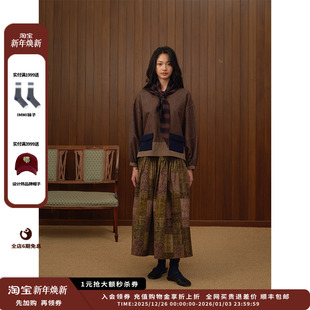 25AW磨毛棉拼接长袖 STONE 设计师品牌RAW 上衣JULY 现货