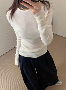 【现货】设计师品牌 CONCISE-WHITE 简白25AW 卷边圆领打底