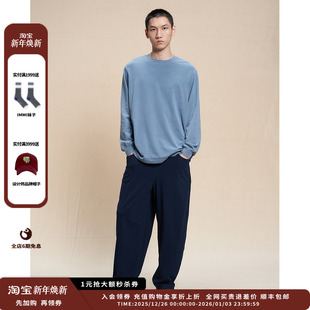 靛蓝染针织布宽松长袖 25AW 设计师品牌WHM T恤JULY 现货