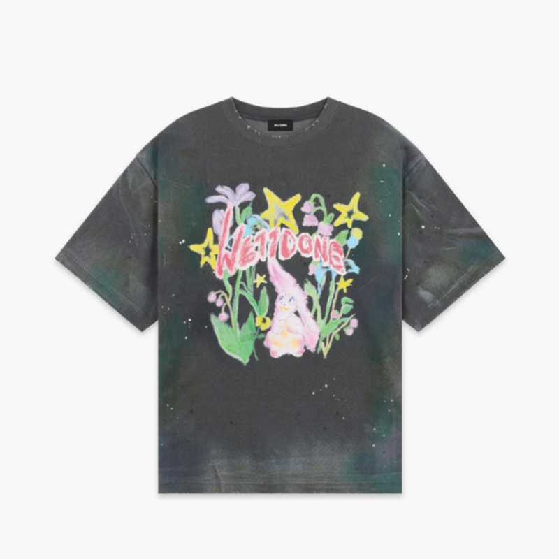 WE11DONE25AW木炭脏漆T恤JULY