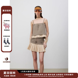 echo 新品 25SS拼接A字百褶吊带上衣JULY 设计师品牌lost