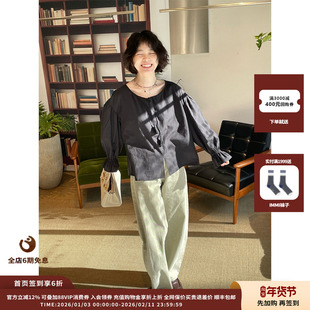 【现货】设计师品牌 WHM 26PS 提花柔软棉布圆领抽绳上衣