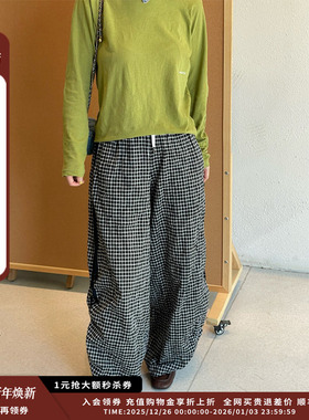 【现货】设计师品牌OIIORIRI 25SS复古格纹双道杠廓形长裤JULY