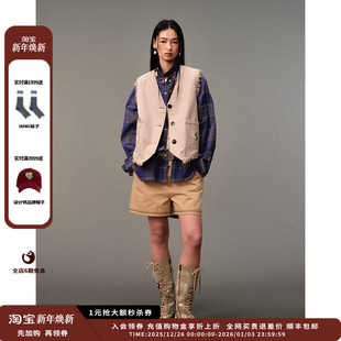 25AW 设计师品牌AUBRUINO 毛边刺绣口袋马甲JULY 现货
