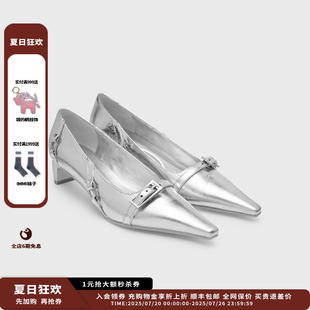 設(shè)計(jì)師品牌lost echo 新品 25SS不規(guī)則細(xì)條帶低跟尖頭單鞋