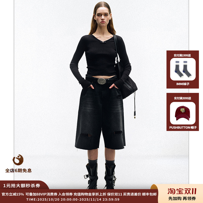 【现货】设计师品牌ETHOR 25SS 做旧V领口针织上衣JULY