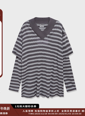 【现货】设计师品牌IMMI 25PF条纹罗纹领假两件长袖MWEFWJLT0296X