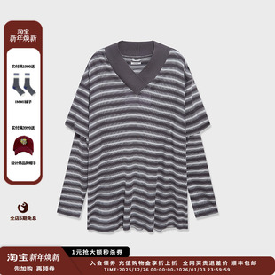 25PF条纹罗纹领假两件长袖 设计师品牌IMMI MWEFWJLT0296X 现货