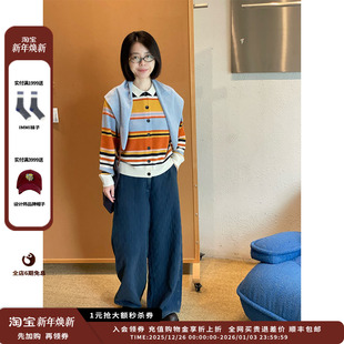 25AW羊绒羊毛彩条翻领开衫 设计师品牌WHM JULY 现货