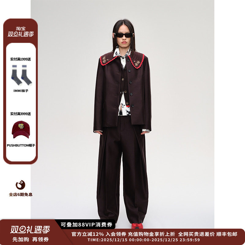 【现货】设计师品牌SHORT SENTENCE 25AW针织领丝羊毛西装JULY