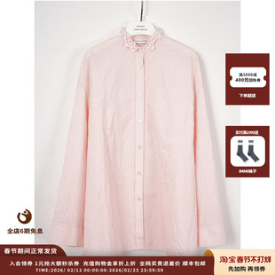 【现货】设计师品牌Short Sentence 26SS 钩针领自然褶皱长袖衬衫