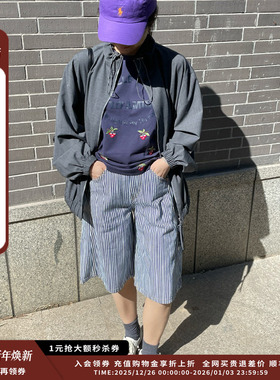 【现货】品牌IMMI 25SURPLUS条纹牛仔侧门襟中裤MWDFWDSP0966X