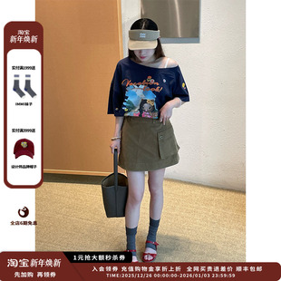 25SS麻帆布贴袋短裙修身 设计师品牌WHM A字半裙JULY 现货