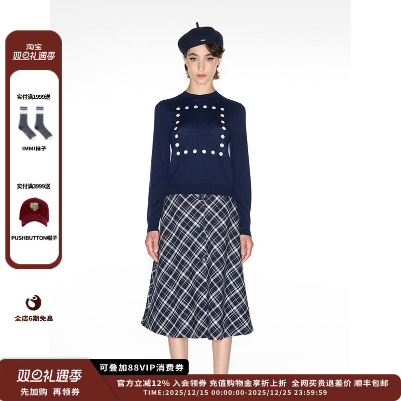 新品超细羊毛圆点提花长袖上衣