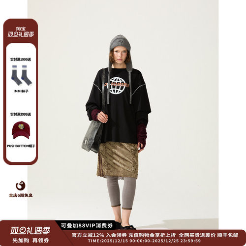 【现货】设计师品牌OIIORIRI 25AW地球假两件长袖T恤JULY