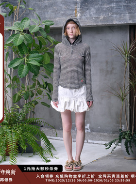 【现货】设计师品牌PUZZLE PIECE 25PF条纹带帽上衣JULY