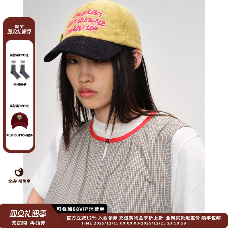 【现货】设计师品牌SHORT SENTENCE 25AW撞色灯芯绒棒球帽JULY