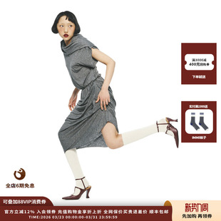 25PF 设计师品牌PUSHBUTTON 褶皱纯色连衣裙JULY 现货