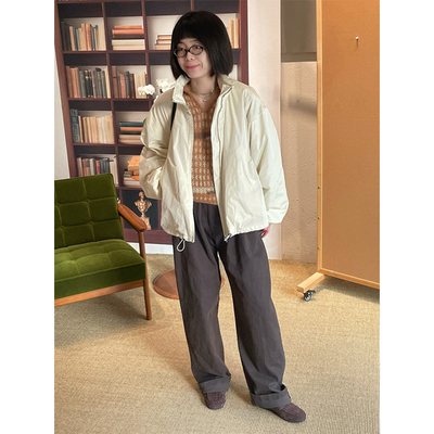 绗棉短款抽绳夹克